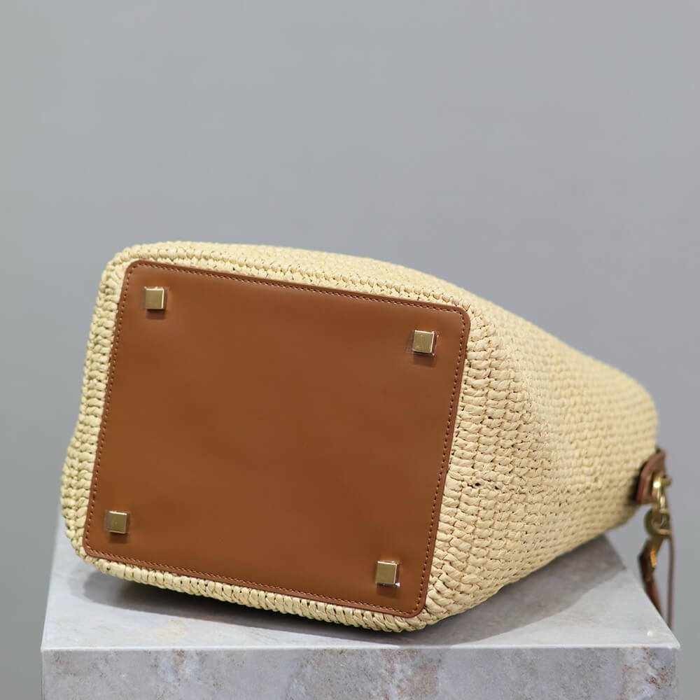 YSL LE 37 IN WOVEN RAFFIA AND VEGETABLE-TANNED LEATHER(HIGH-END GRADE)