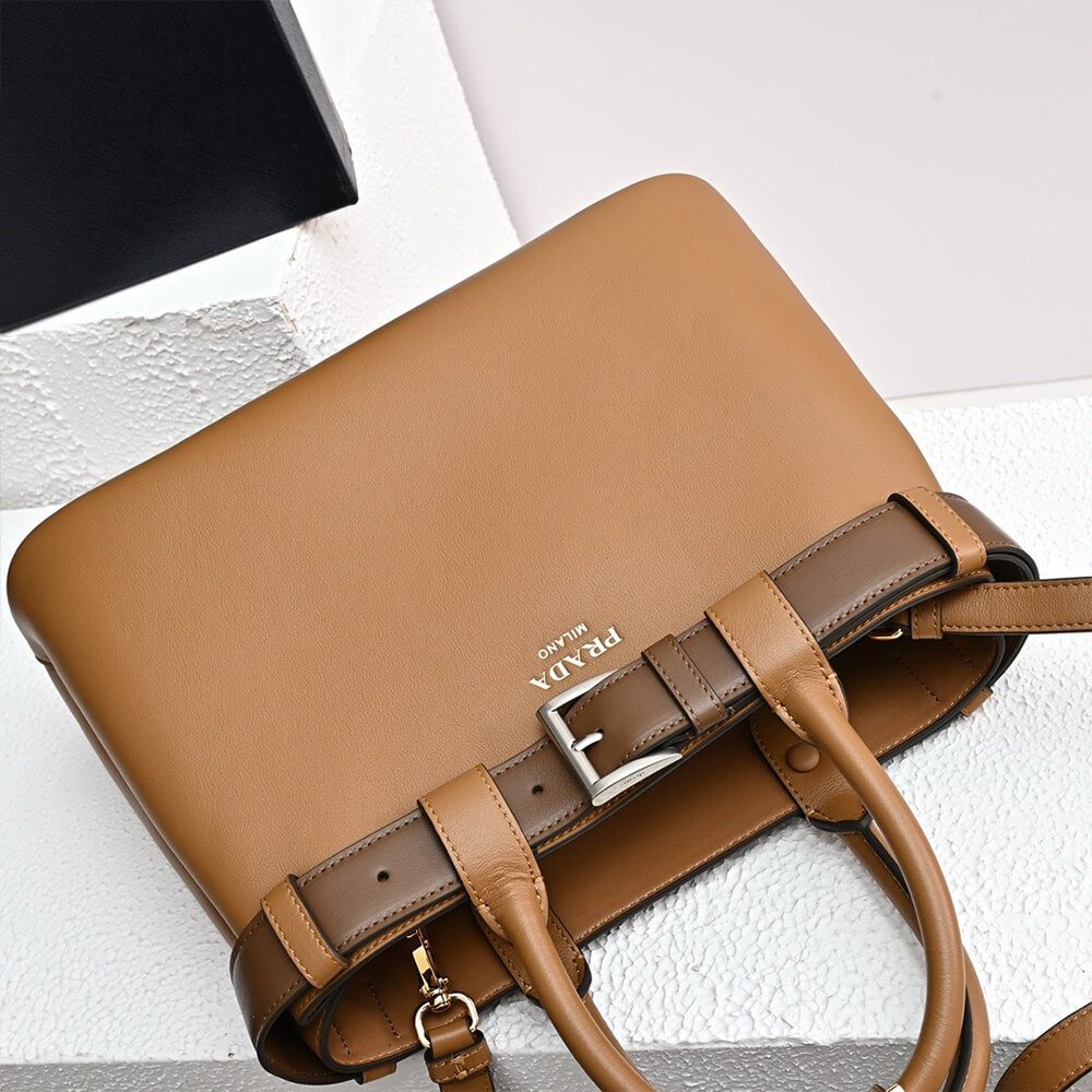 Prada Buckle small leather handbag with belt(high-end grade)