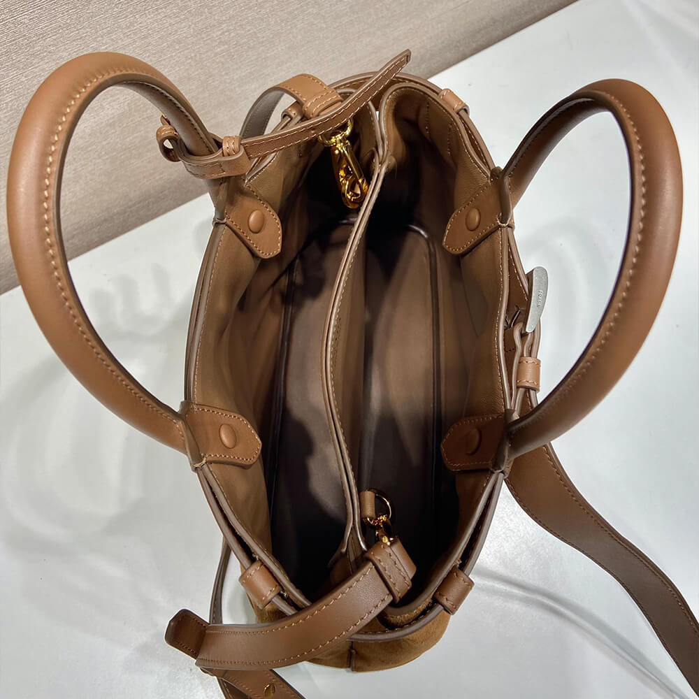 Prada Buckle small suede handbag with belt(high-end grade)