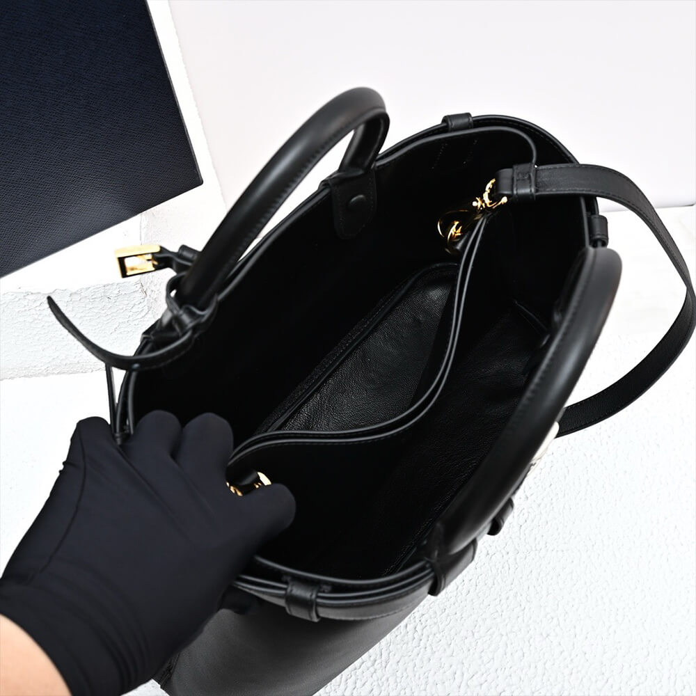 Prada Buckle medium leather handbag with double belt(high-end grade)