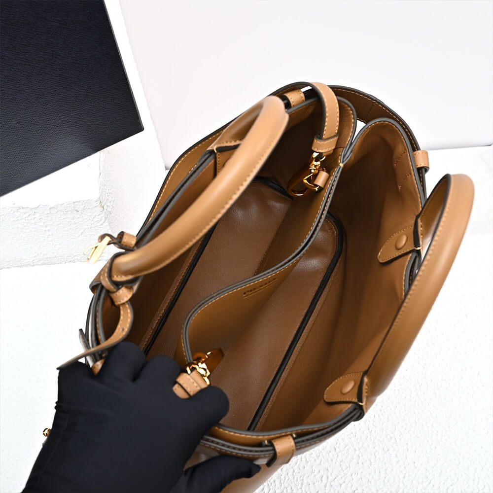 Prada Buckle medium leather handbag with double belt(high-end grade)