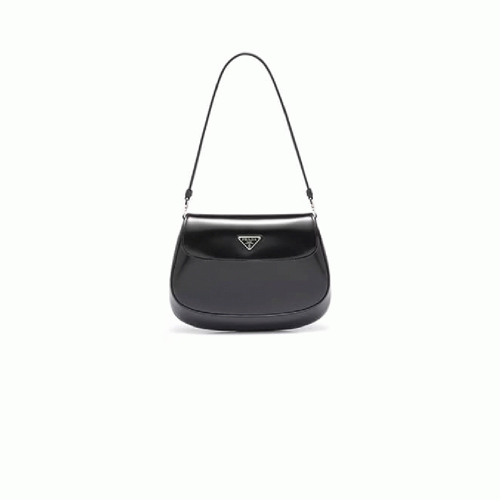 Small Prada Cleo brushed leather shoulder bag with flap