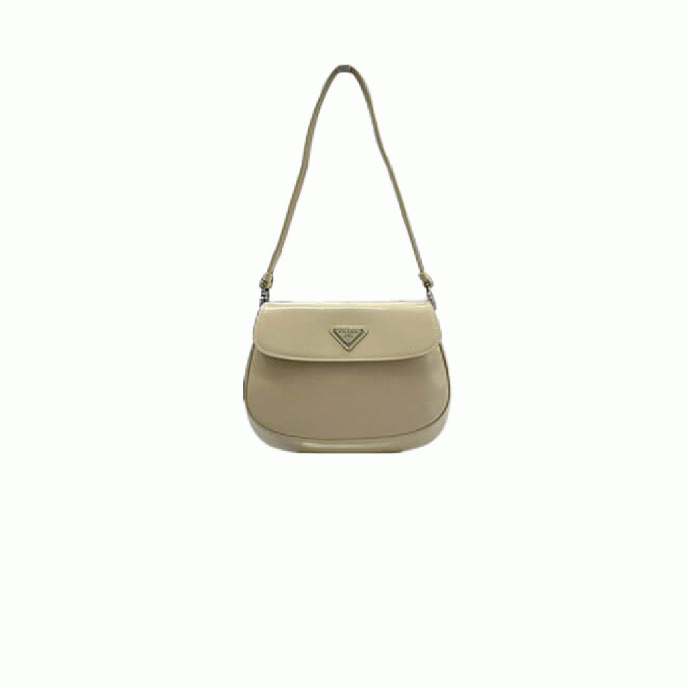 Small Prada Cleo brushed leather shoulder bag with flap