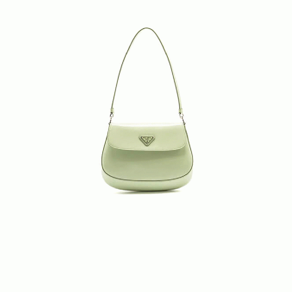 Small Prada Cleo brushed leather shoulder bag with flap