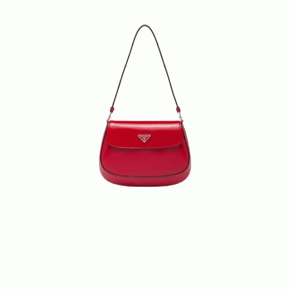 Small Prada Cleo brushed leather shoulder bag with flap