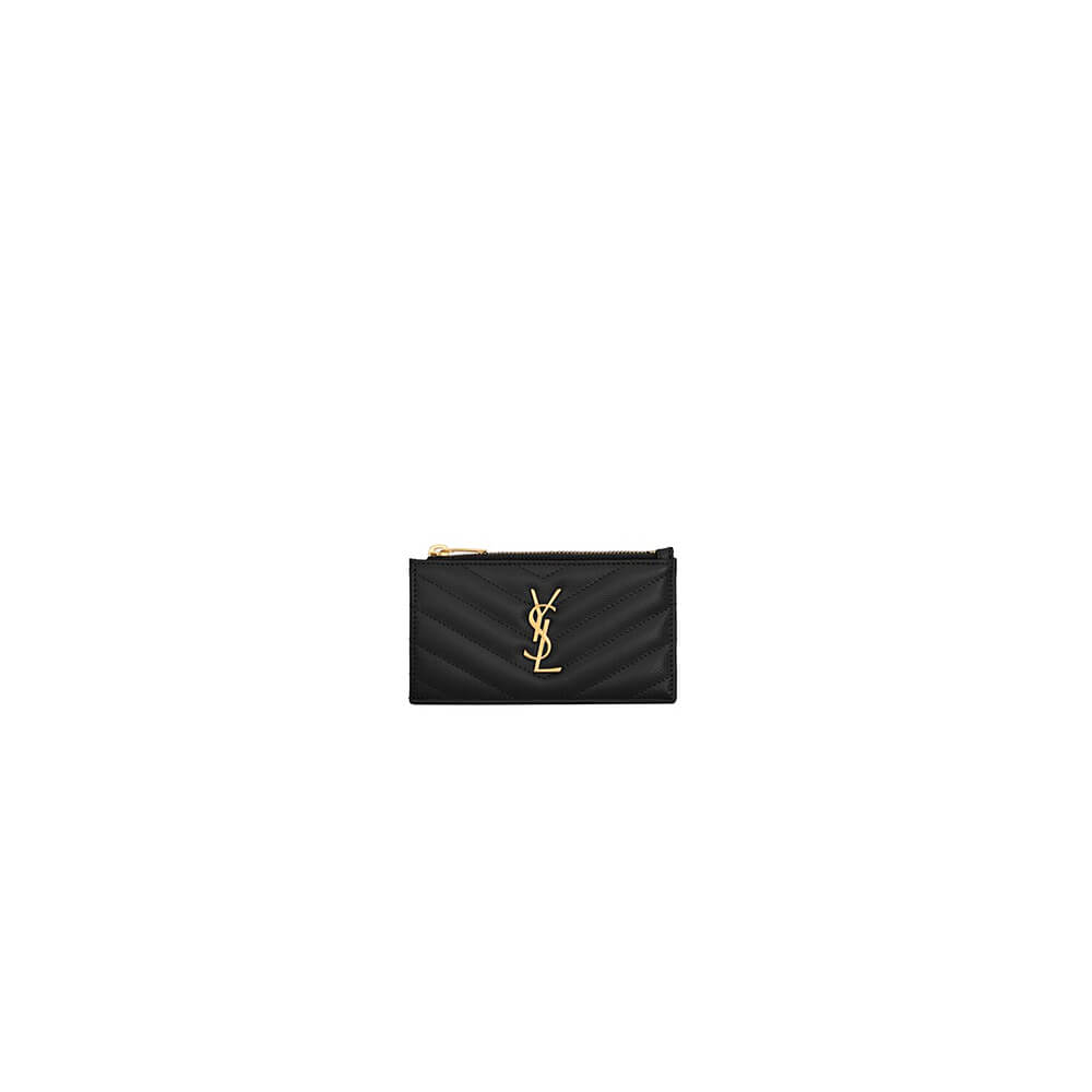 YSL CASSANDRE MATELASSÃ FRAGMENTS ZIPPED CARD CASE(HIGH-END GRADE)