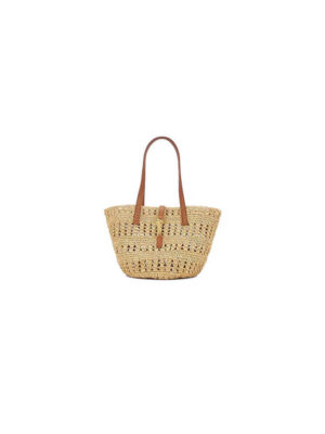YSL Medium Panier Raffia Bag In Brown