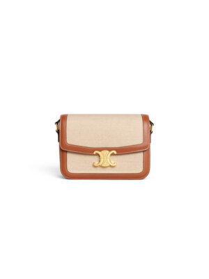 CELINE CLASSIQUE TRIOMPHE BAG IN TRIOMPHE CANVAS AND CALFSKIN