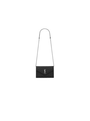 YSL cassandre envelope chain wallet in grain de poudre leather(High-end Grade)