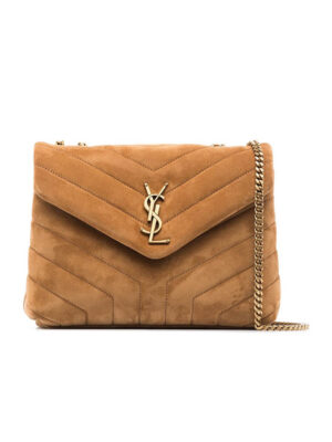 LOULOU SMALL CHAIN BAG IN “Y” QUILTED SUEDE