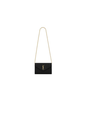 YSL classic cassandre chain wallet in grain de poudre leather