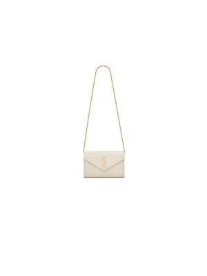 YSL classic cassandre chain wallet in grain de poudre leather