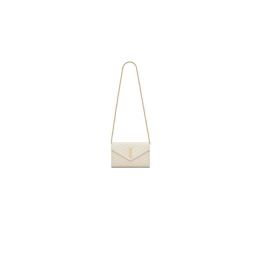 YSL classic cassandre chain wallet in grain de poudre leather