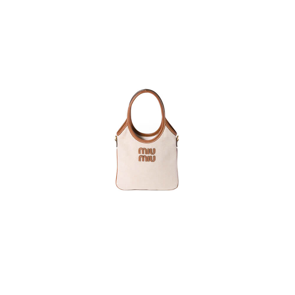 MIUMIU MINI IVY canvas and leather bag(HIGH-END GRADE)