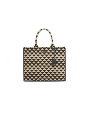 Large Prada Symbole jacquard fabric handbag