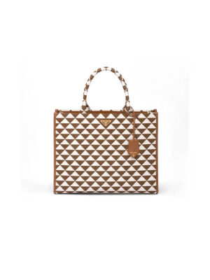Large Prada Symbole jacquard fabric handbag