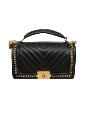 Chanel Top Handle Chevron Boy Handbag