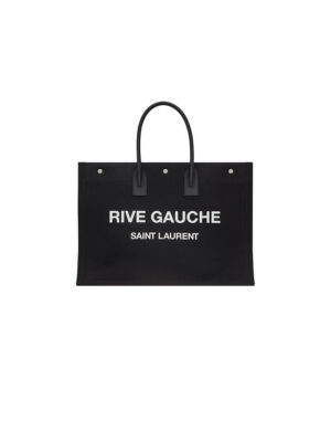 RIVE GAUCHE TOTE BAG IN LINEN AND LEATHER