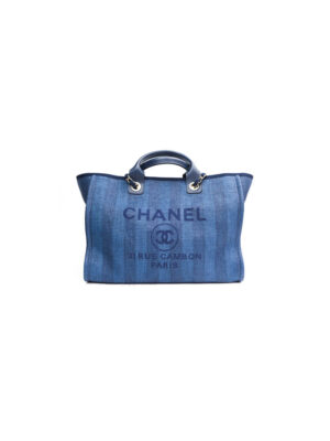 CHANEL Woven Straw Raffia Striped Medium Deauville Tote
