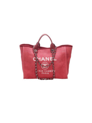 CHANEL Woven Straw Raffia Striped Medium Deauville Tote