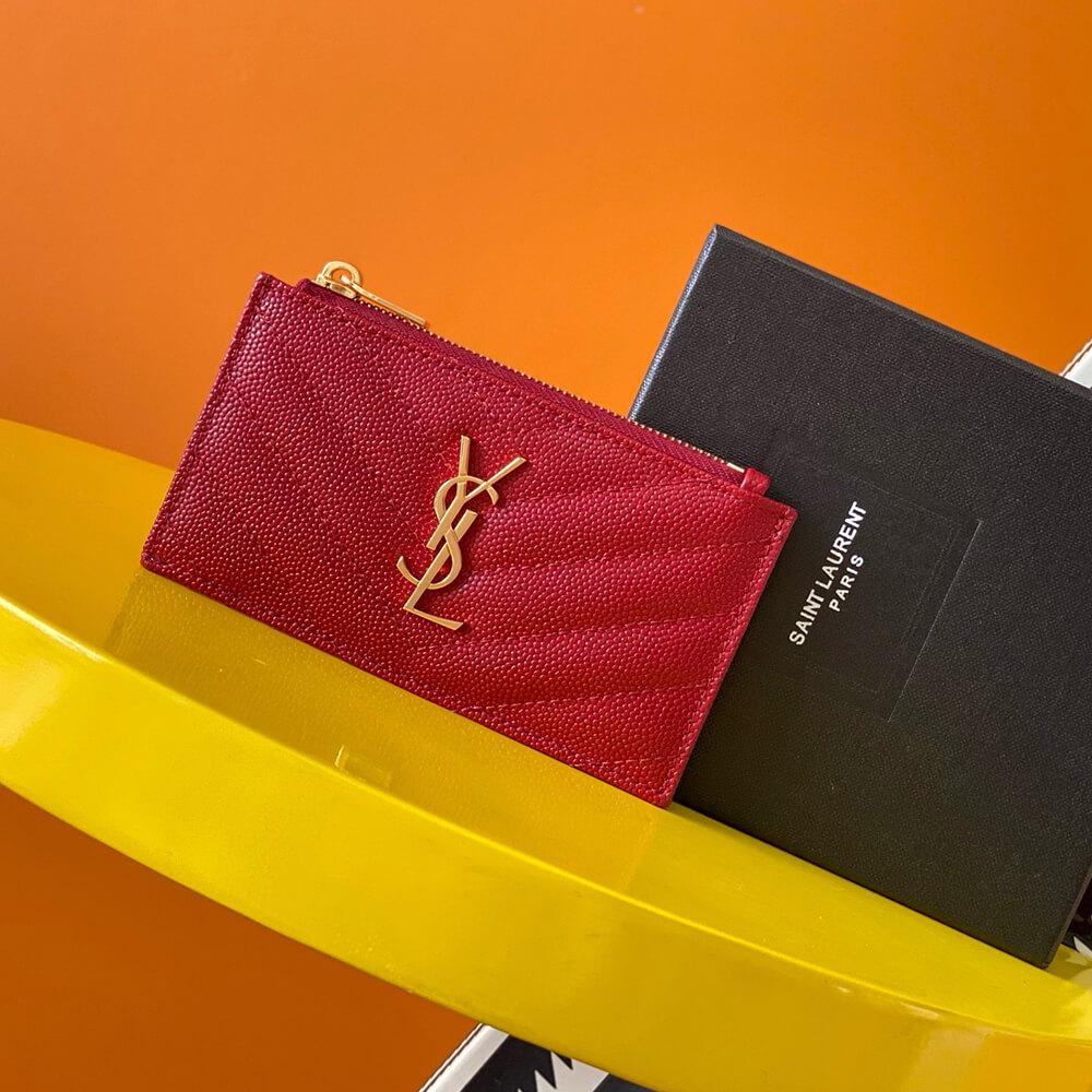 YSL CASSANDRE MATELASSÃ FRAGMENTS ZIPPED CARD CASE(HIGH-END GRADE)
