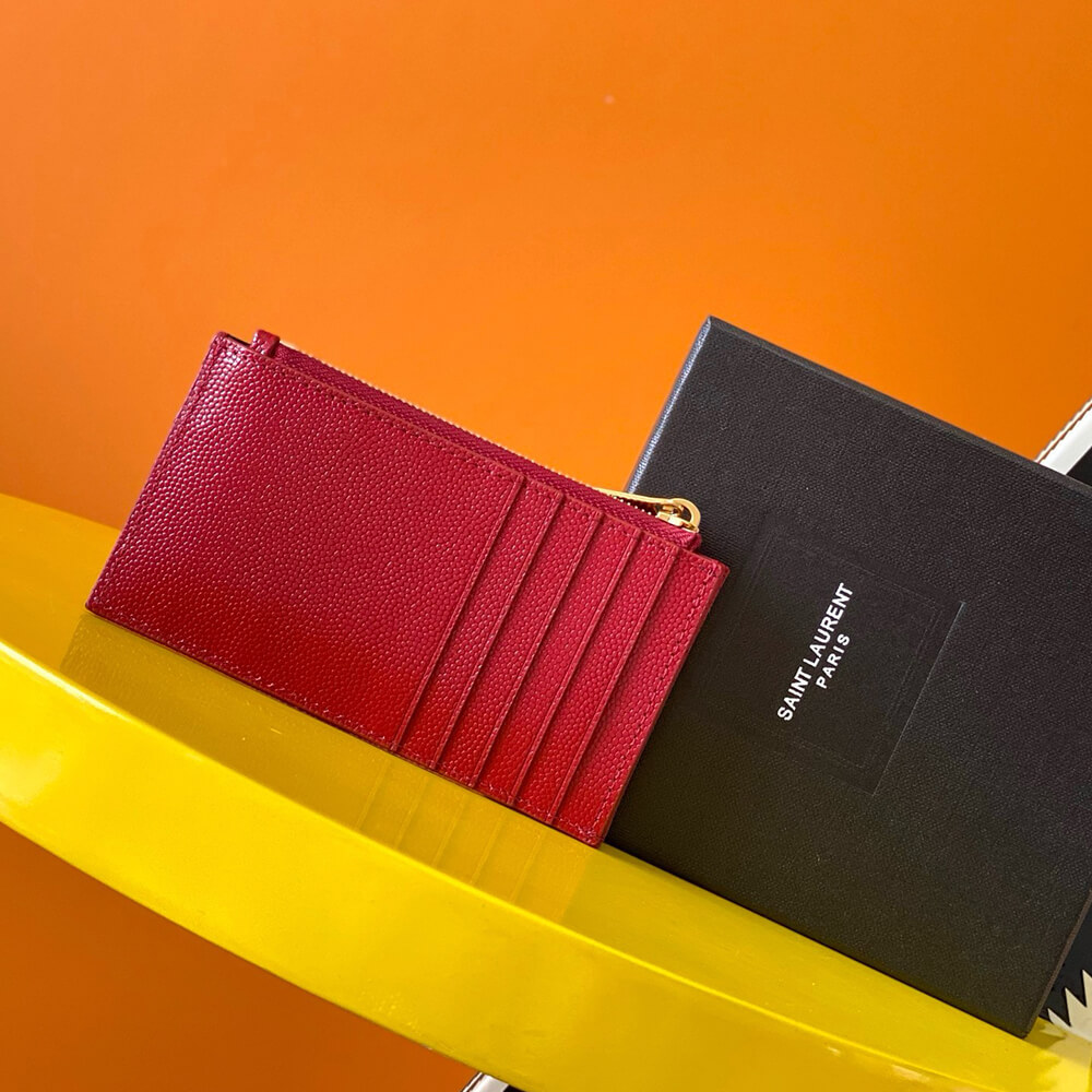 YSL CASSANDRE MATELASSÃ FRAGMENTS ZIPPED CARD CASE(HIGH-END GRADE)