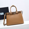 Prada Buckle medium leather handbag with double belt(high-end grade)
