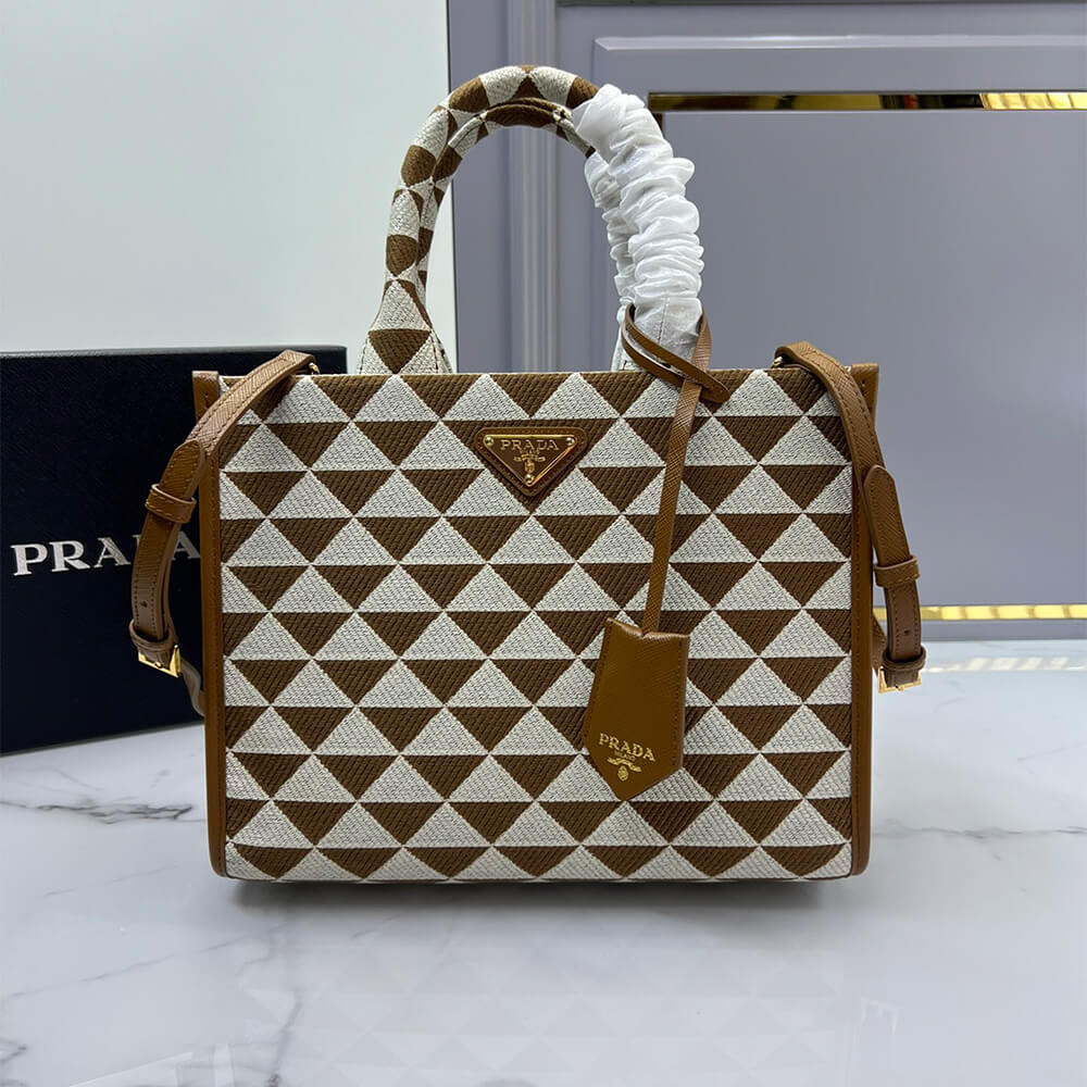 Small Prada Symbole jacquard fabric handbag
