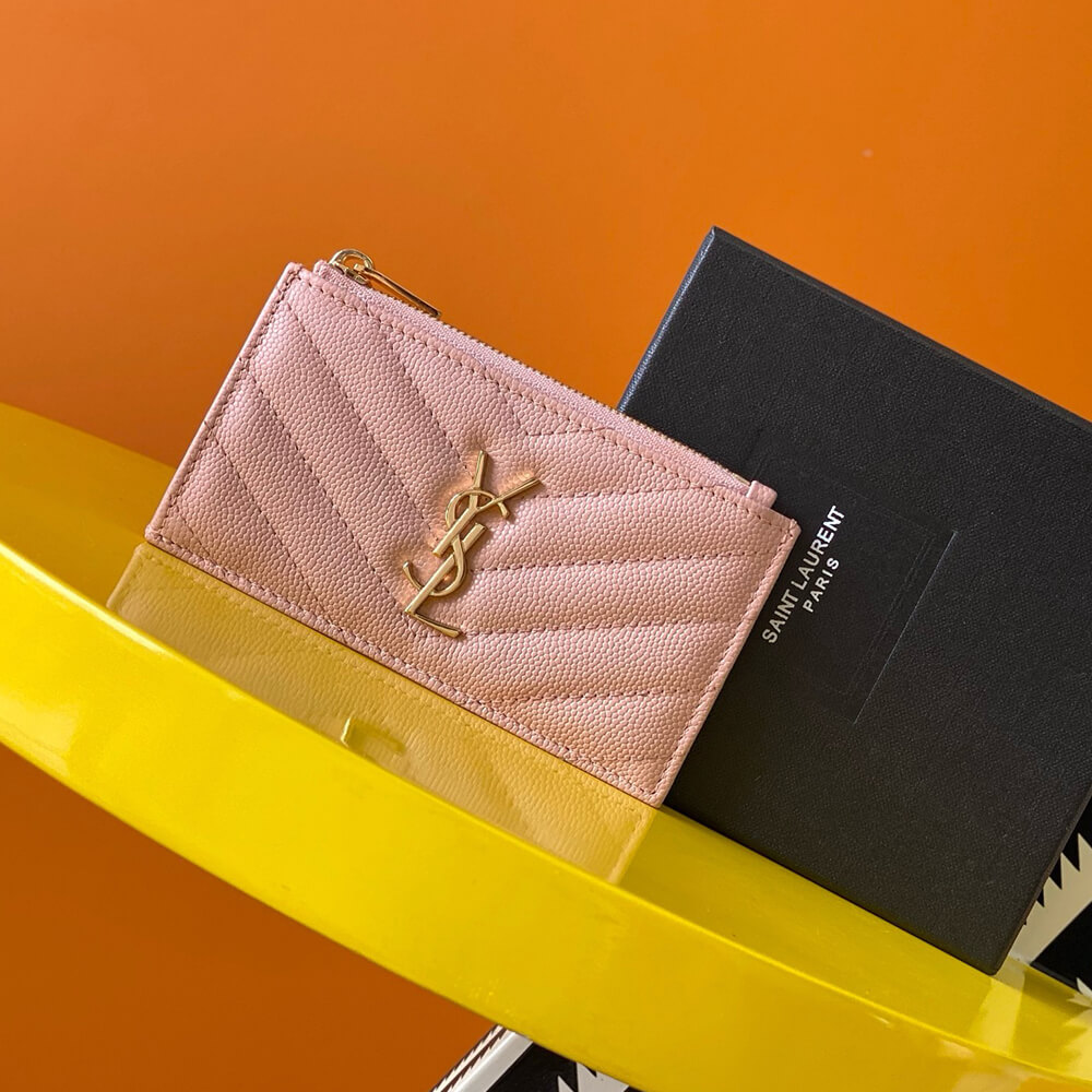 YSL CASSANDRE MATELASSÃ FRAGMENTS ZIPPED CARD CASE(HIGH-END GRADE)
