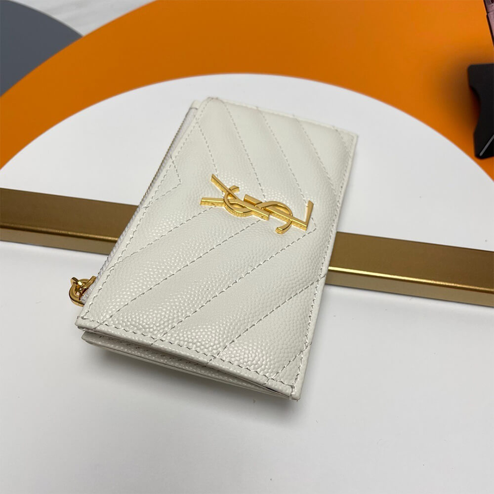 YSL CASSANDRE MATELASSÃ FRAGMENTS ZIPPED CARD CASE(HIGH-END GRADE)