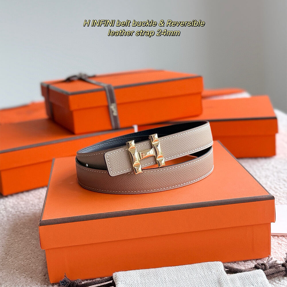 H Infini belt buckle & Reversible leather strap 24 mm