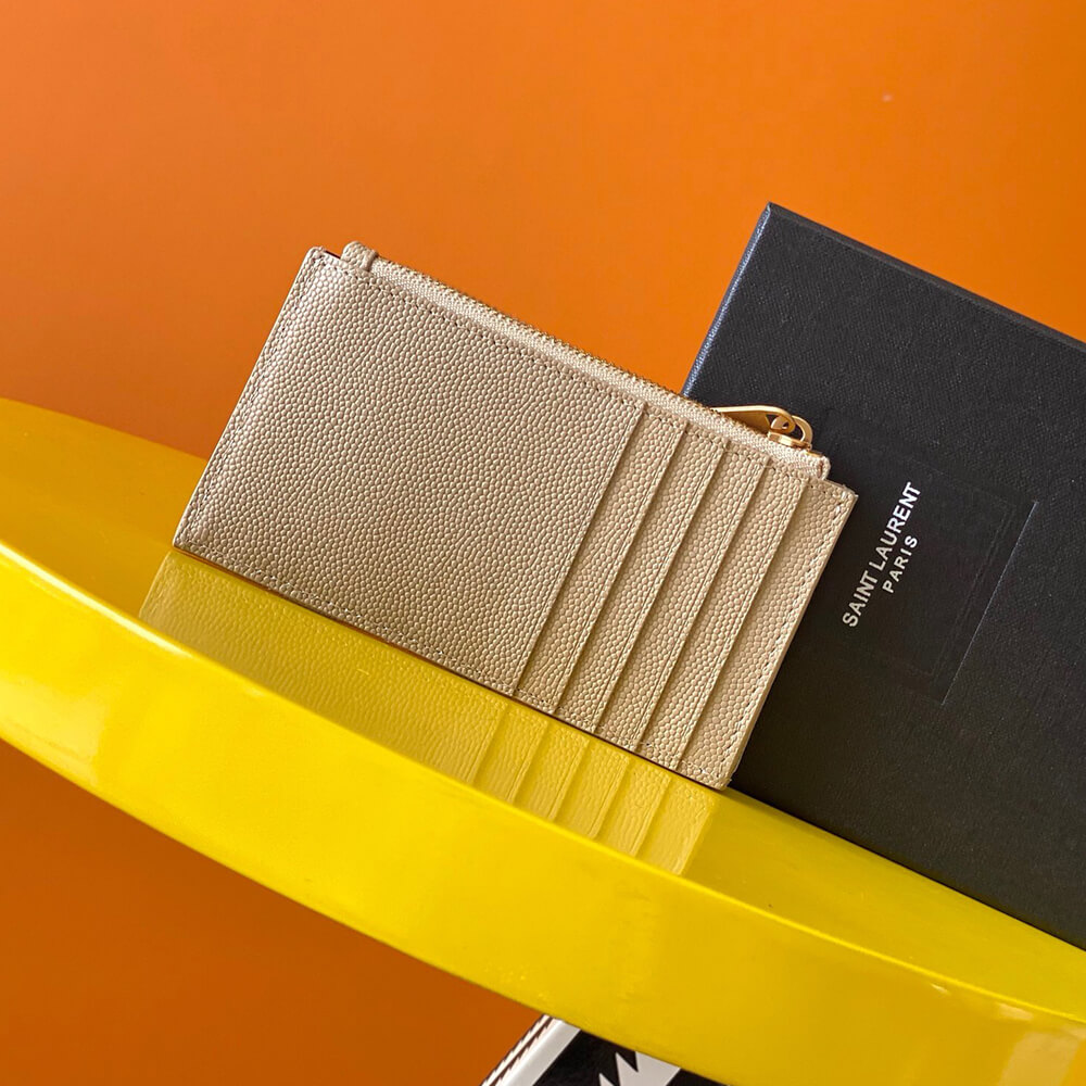 YSL CASSANDRE MATELASSÃ FRAGMENTS ZIPPED CARD CASE(HIGH-END GRADE)