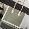 RIVE GAUCHE SMALL TOTE BAG IN LINEN AND LEATHER