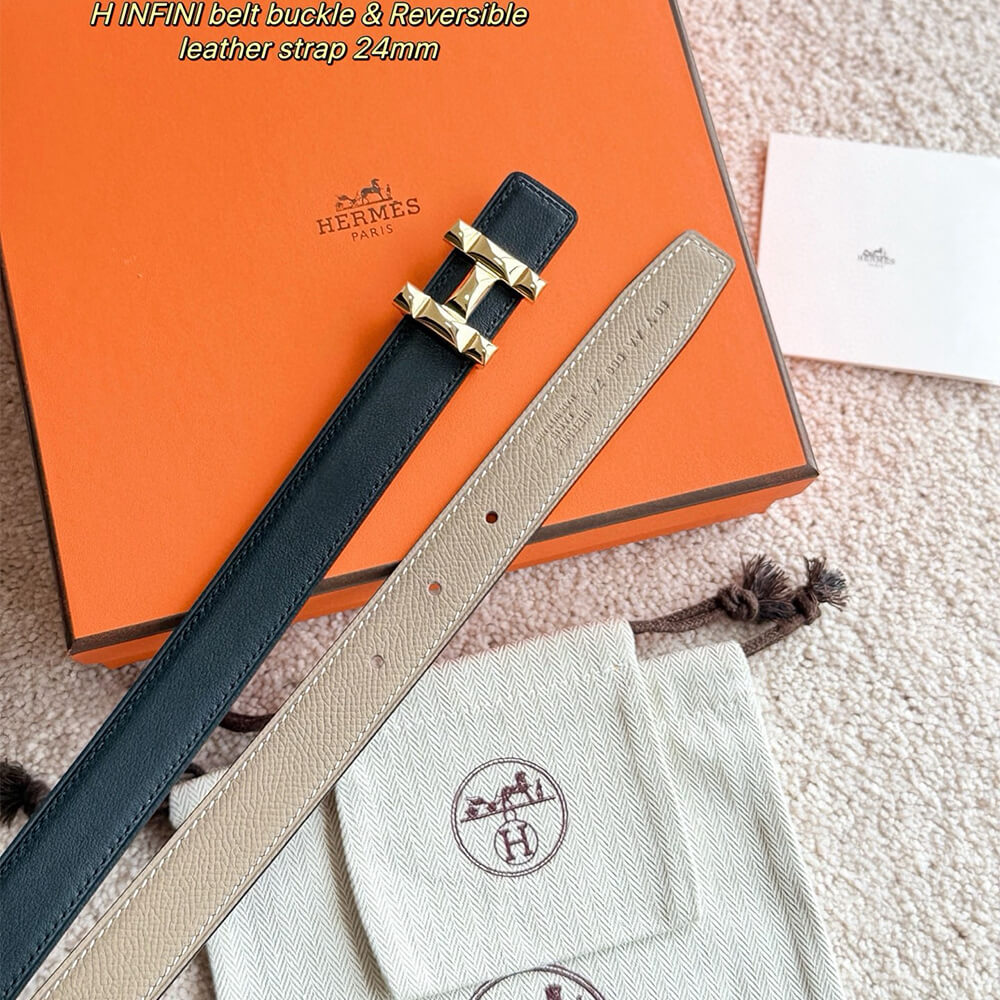 H Infini belt buckle & Reversible leather strap 24 mm