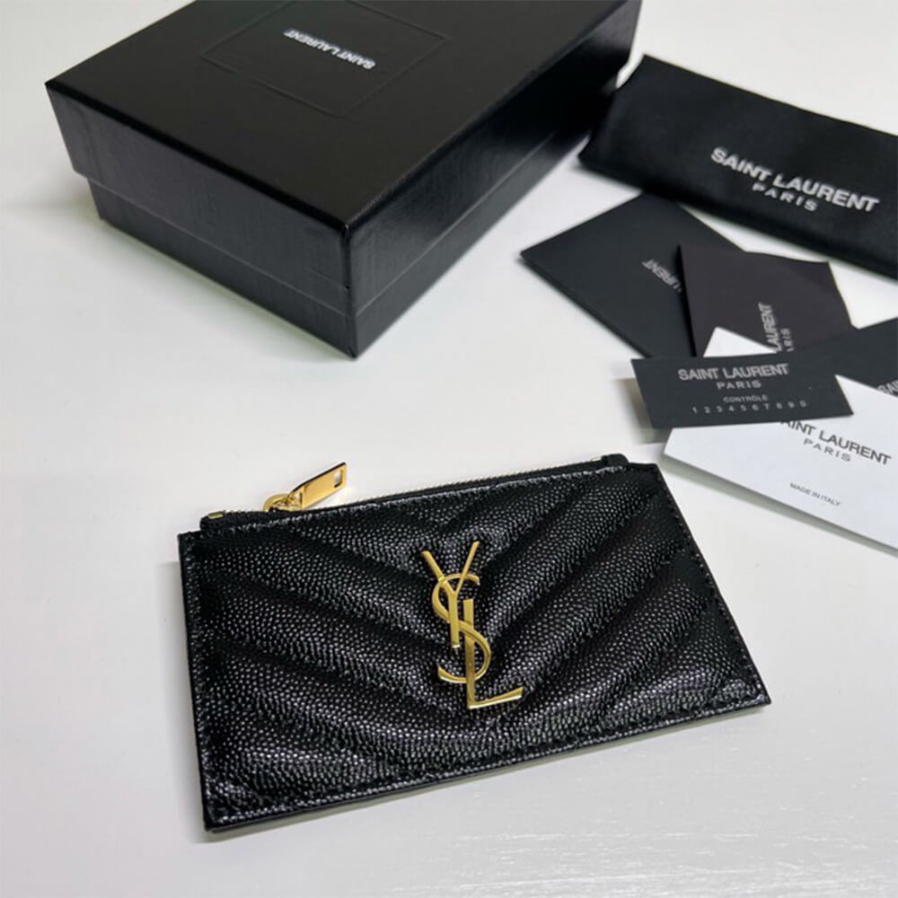 YSL CASSANDRE MATELASSÃ FRAGMENTS ZIPPED CARD CASE(HIGH-END GRADE)