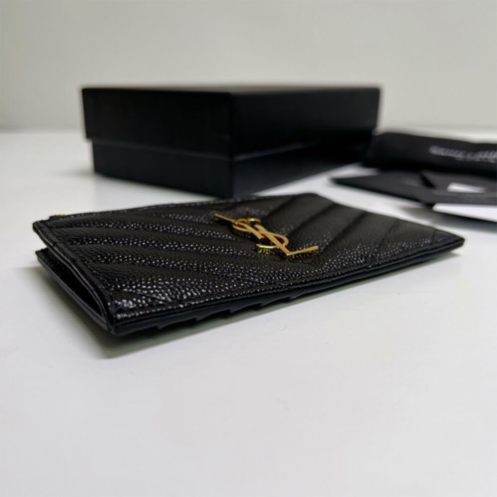YSL CASSANDRE MATELASSÃ FRAGMENTS ZIPPED CARD CASE(HIGH-END GRADE)